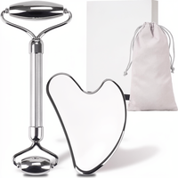 Rouleau facial en acier inoxydable et outil Gua Sha – Soin du visage, lifting anti-rides, amélioration des poches, raffermissement des yeux et du cou