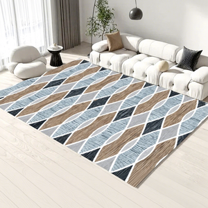 Alfombra de Salón de Pelo Medio con Diseño de Rayas, Base Antideslizante de TPR, Imitación Cachemira, Lavable a Máquina, Fácil Cuidado - Product Image 2
