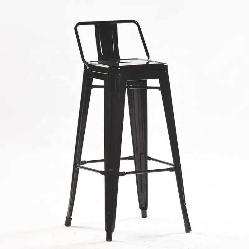 निर्माता बड़े पैमाने पर उत्पादन के साथ काले मैट धातु बार मल कुर्सी लोहे उच्च कुर्सी बाक़ी