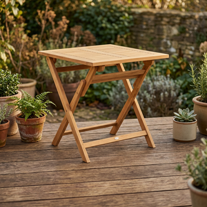 Outdoor Solid Teak Modern Folding Square Dining <b>Table</b> Eco-Friendly Waterproof for Apartment Wooden Garden Patio <b>Bistro</b> - Product Image 2