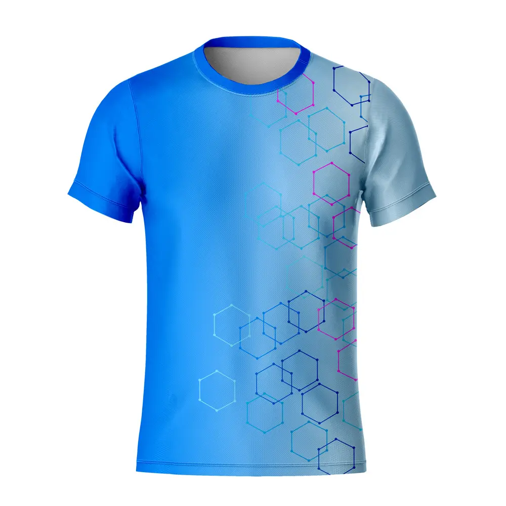 100% Polyester Material Bird Eye Mesh Günstige Preise Fast Dry Sport Running Marathon Benutzer definierte Sublimation Bedrucktes T-Shirt
