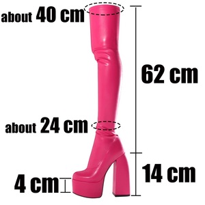 Bottes cuissardes sexy pour femme à talons carrés épais et semelle plateforme épaisse - Product Image 6
