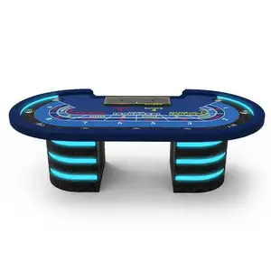 YH 9 플레이어 Led 조명 카지노 바카라 테이블 맞춤형 테이블 천 바카라 포커 테이블 딜러와