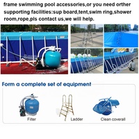 Grande piscine à cadre métallique rectangulaire, revêtement de bâche en PVC pour équipement de parc aquatique d'amusement