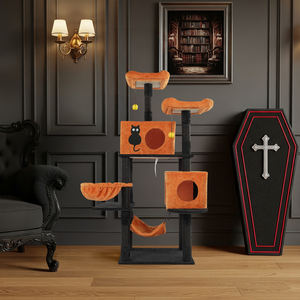 OEM ODM Bestseller Halloween-thema Luxe houten kattenboom met meerdere niveaus, kattencondo voor katten & honden, 2 schuilplaatsen, interactieve speeltjes - Product Image 4