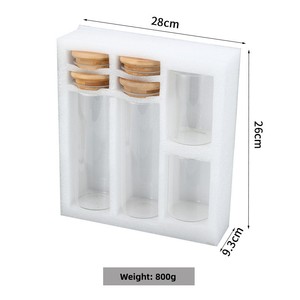 Ensemble de 5 pots de conservation en verre modernes avec couvercle à boucle, qualité alimentaire, sans BPA, compatibles congélateur, pour biscuits, camping, comptoir de cuisine - Product Image 2