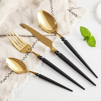 Service de couverts de luxe rose et or, couverts en acier inoxydable 304 de 4 pièces pour mariage et fête, coffret cadeau de vaisselle vintage