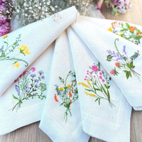 Serviettes en tissu carrées brodées, 100% coton, écologiques, réutilisables, design moderne pour usage en restaurant