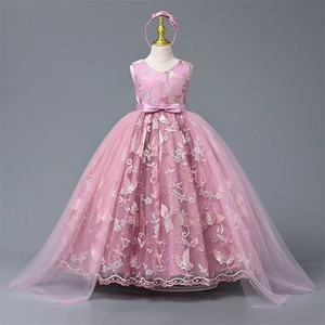 Jupe de princesse pour filles, style euro-américain, en satin floral <span class=keywords><strong>crochet</strong></span>é, pour fêtes formelles, anniversaires, spectacles, vêtements pour enfants - Product Image 3