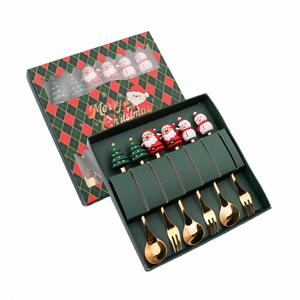 Stainless Steel Portable Spoon Fork Flatware Set Gold Stirring Spoon Custom Logo Gift Box for Wedding Gifts Welcome <b>Kits</b> - Product Image 1