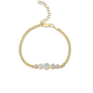 Gemnel Oro vermeil 925 sterling silver Moonstone Graduale Braccialetto di Collegamento bracciali a catena cubana - Product Image 1