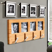 Support de rangement mural en bois de bambou, personnalisé, pliable, avec 5 crochets, pour vêtements et chapeaux, pour le salon