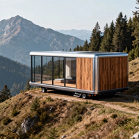 Module mobile de type conteneur, cabane isolée thermiquement et insonorisée, espace temporaire pour sites touristiques et commerces