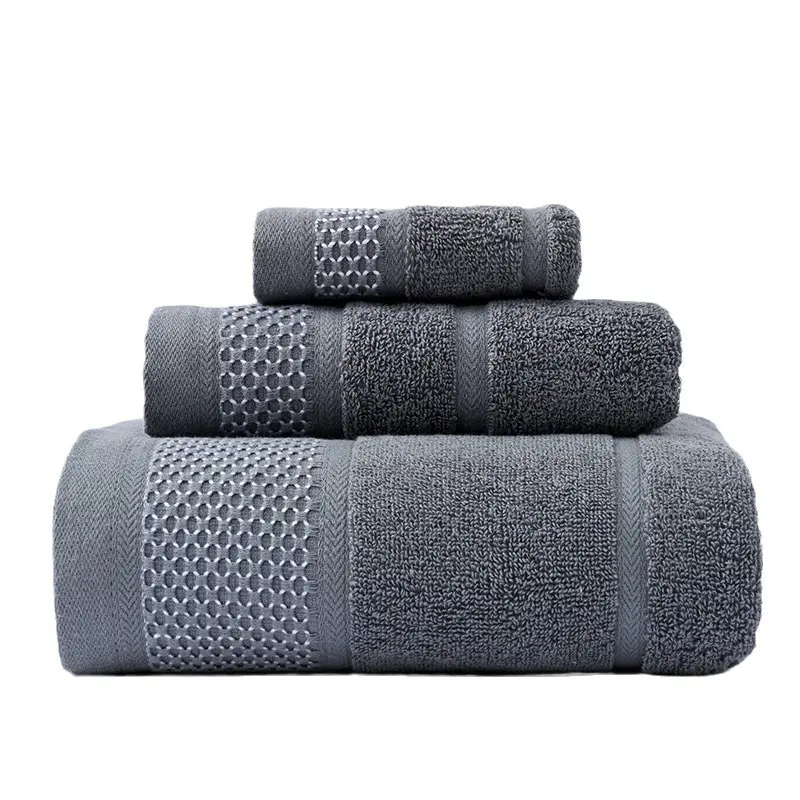 Conjunto de toalhas de banho para rosto e mãos, conjunto com logotipo personalizado, atacado de fábrica na China, 35*75 cm, 70*140 cm, 100% algodão puro, 3 peças