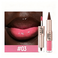 Crayon à lèvres 2-en-1 marron nude rose effet miroir, dégradé, mat, waterproof, pour un maquillage sexy