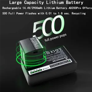 GODOX AD200Pro 200Ws 2.4G 1/8000 HSS 500 Full Power Camera Strobe Flash Light With 2900mAh Battery