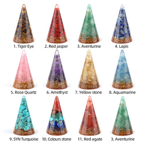 Venta al por mayor de conos de resina con chips de amatista <span class=keywords><strong>natural</strong></span>, adorno de geoda de cristal de aguamarina, soporte para anillos de decoración de escritorio para el hogar y la oficina - Product Image 6