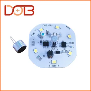 Placa Pcb de alto voltaje dB de inducción controlada por voz de 5W Ac220V de alta eficiencia Super Led Dob materia prima bombilla placa Pcb