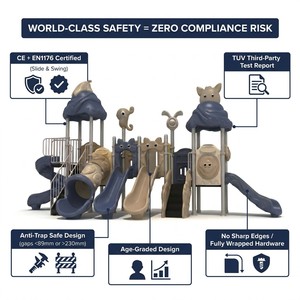 Parque Infantil Exterior para Niños <span class=keywords><strong>Serie</strong></span> Marina Estándar EN71 con Columpio y Tobogán para Uso en Parques Públicos y Escuelas - Product Image 2