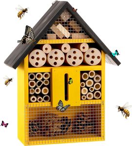 Casetta Interattiva in Legno per Api - Alloggio Naturale per Api Solitarie e Habitat per Insetti - Cassetta Nido da Esterno per Insetti Polinizatori e Api da Giardino - Product Image 1