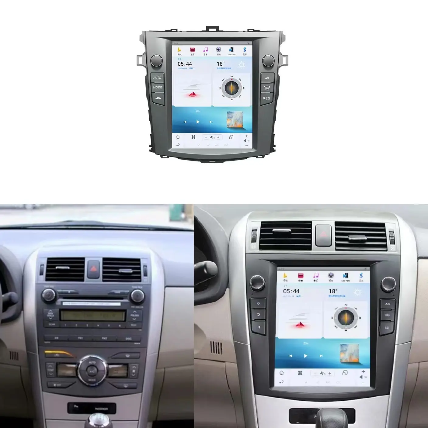 10.4 inch Android 11 Car Radio for Toyota Corolla E140 E150 2006-2013 Multimedia Player Stereo Carplay Auto for Tesla Style DVD