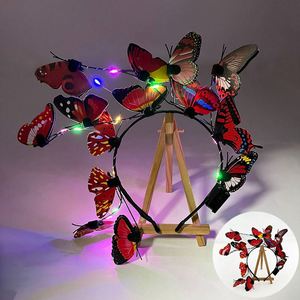 New LED Neon <b>Light</b> <b>Rabbit</b> Ear Headband High-Brightness Creative Flashing Performance Props Custom Logo Butterfly <b>Light</b>-Up - Product Image 4