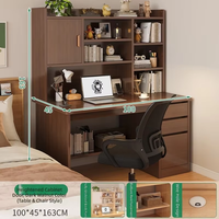 Bureau d'ordinateur intégré avec chaise, bureau d'étude non pliable, sans roulettes, non réglable, avec étagère bibliothèque pour la maison