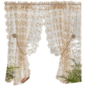 Voilage court brodé style Japonais-Coréen en dentelle crème, <span class=keywords><strong>sans</strong></span> perçage, pour fenêtre en baie ou petite fenêtre pleine hauteur, idéal comme séparateur. - Product Image 5