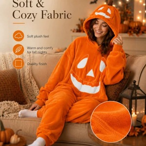 Pijamas de Franela con Diseño de Calabaza para Halloween 2026, Ropa de Ocio para el Festival de Halloween, Pijamas para Fiestas de Halloween - Product Image 3