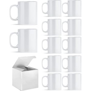 Tasses à café en céramique blanche 11 oz, porcelaine vierge pour sublimation, pour voyage, maison, bureau, cadeau, sans BPA, passe au lave-vaisselle - Product Image 2