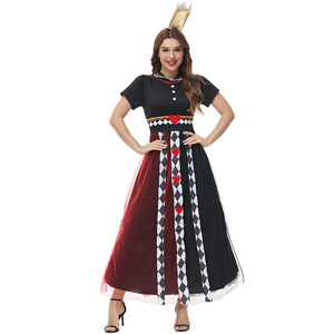Halloween <span class=keywords><strong>Poker</strong></span> Queen Red Queen Love Dress Alice Wonderland Stage Costume para niños Christmas Princess Fairy TV Capa con capucha - Product Image 1