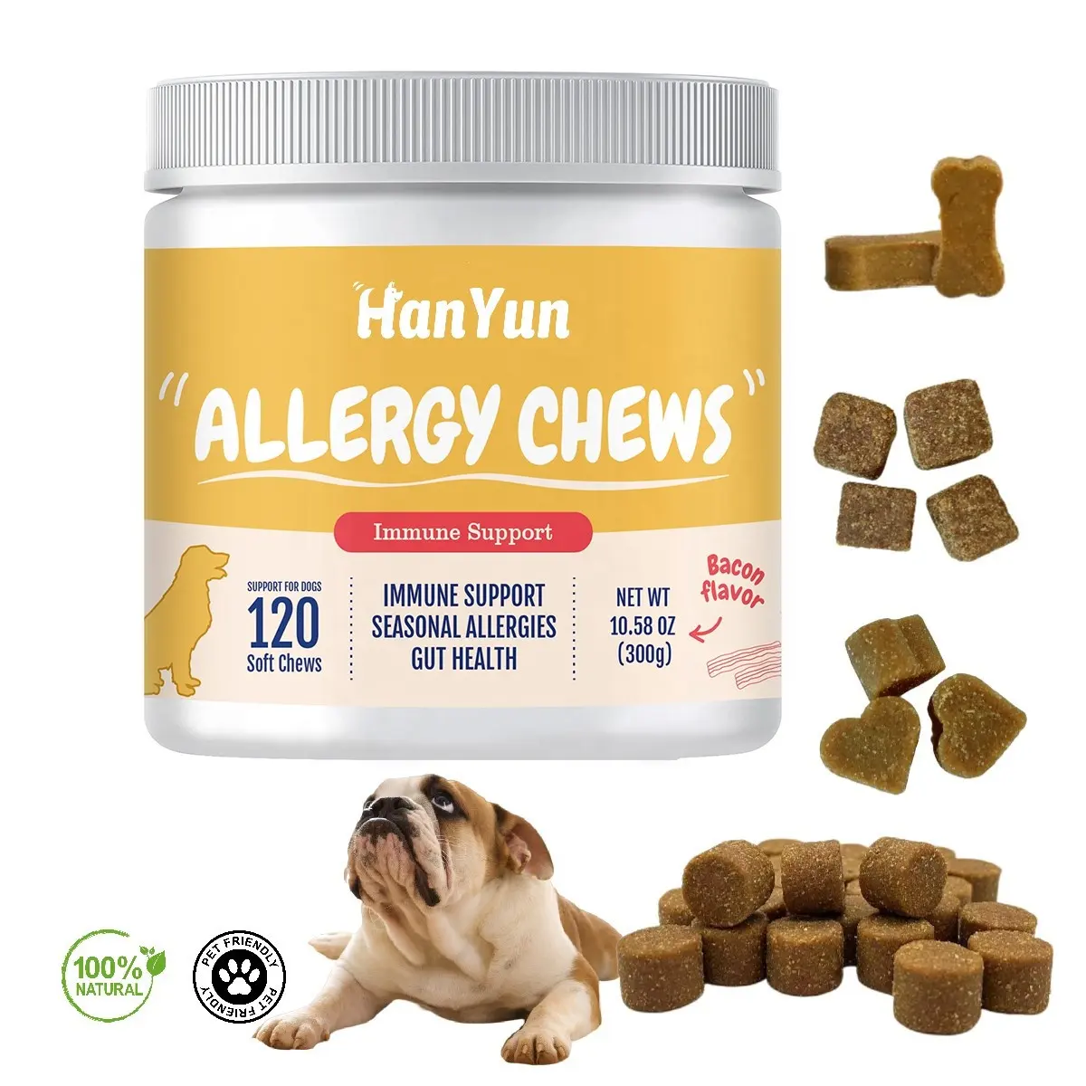 Suplemento nutritivo profissional de marca privada, alérgico para cachorros com óleo de salmão