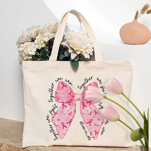 1 cái trong October chúng tôi mặc Mô hình màu hồng Tote Vải cá nhân Túi vai cho du lịch của phụ nữ tái sử dụng Túi mua sắm với logo - Product Image 1