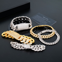 Bracelet cubain en argent sterling 925 avec maillons en moissanite pleine de 8 mm et 8 pouces, bijoux fins, bracelets en or pour cadeau, vente en gros