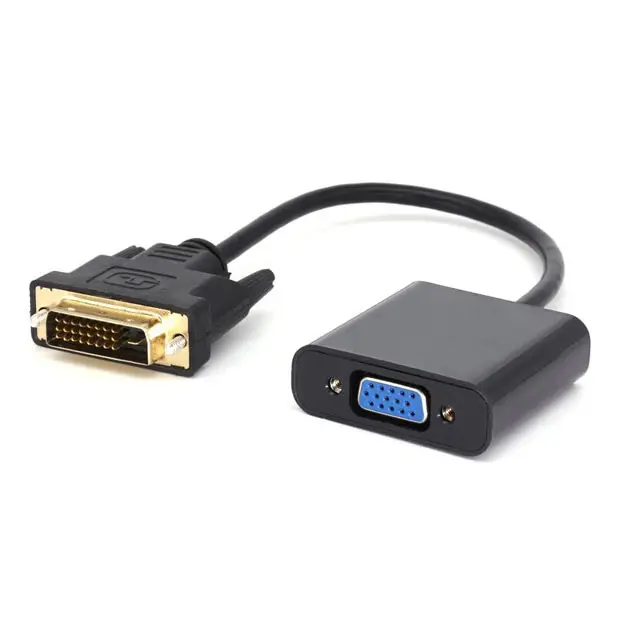 DVI 24 + 5 พินชายไปยัง vga svga 15 พินหญิงมุม 90 จอภาพอะแดปเตอร์สายเคเบิล