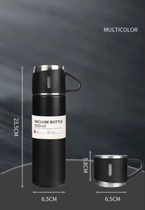 500ml Doppelwandige Thermotasse Geschenkset Teetasse 304 Edelstahl Thermobecher Wasserflasche Tragbare Vakuumflasche mit 2 Zusätzlichen Bechern - Product Image 6