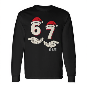 Maglietta Unisex per Adulti Six Seven Christmas 67 Meme a Maniche Lunghe con Collo Rotondo e Design Umoristico Stampato Digitalmente per Uso Promozionale - Product Image 2