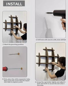 Solid Rubber <strong>Wood</strong> Floating Display Rack for Kitchen &amp; Living Room Minimalist Wall <strong>Shelf</strong> with 5-Tier Storage - Product Image 6