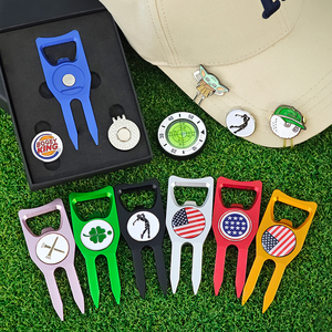 Nuevo creativo personalizado dibujos animados pelota de Golf sombrero Clip esmalte bola marcador Golf Divot herramienta conjunto único oro caja Logo grabado chapado <span class=keywords><strong>Bla</strong></span> - Product Image 3