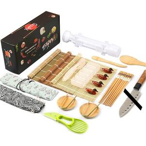 Kit de fabrication de sushi en bambou écologique 23 en 1 pour la cuisine à domicile et les débutants. - Product Image 1