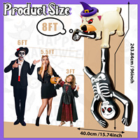 Decoración Inflable de Halloween para Exteriores Perrito que Tira de una Calavera para Decoración de Patio Adecuada para Fiestas Interiores y Exteriores Jardín