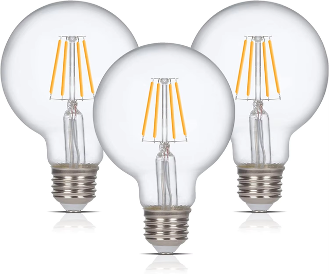 High Brightness No Flicker E27 Base 6W G95 G125 Warm White Clear Glass LED Filament Edison Globe Light Bulb