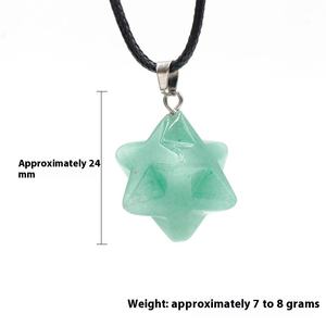 Grand pendentif 24mm en pierre naturelle cristal agate améthyste quartz rose étoile géométrique à six branches esprit bricolage autres artisanat en cristal - Product Image 2