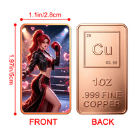 Barre de cuivre pur .999 de 1 oz personnalisée, en cuivre rouge fin, collection 'Boxing Ring Girl', lingot pour la vente en gros