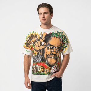 T-shirt blanc à manches courtes de haute qualité avec imprimé graphique, coupe classique, col rond, style streetwear, tissu jersey, pour homme - Product Image 6