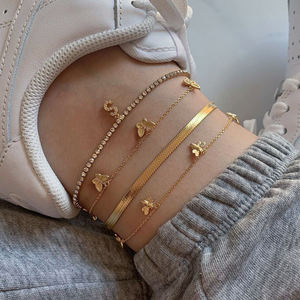 मिठाइयां महिलाओं <span class=keywords><strong>14k</strong></span> सोना मढ़वाया स्टेनलेस स्टील पैर कंगन नाग चेन पायल Herringbone पायल पैर गहने - Product Image 5