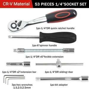 ชุดเครื่องมือซ่อมรถยนต์มืออาชีพและชุดเครื่องมือซ่อมบ้าน CRV 72T 1/4'' 53 ชิ้น ชุดประแจบล็อกพร้อมกล่องเครื่องมือ - Product Image 4