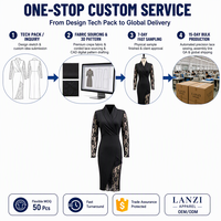 Robe de soirée élégante sur mesure pour femmes, robe crayon en dentelle transparente à manches longues, taille plus, usine de vêtements OEM ODM