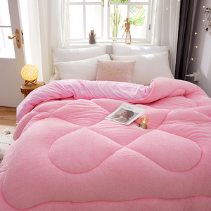 Cơ Bản siêu mềm micromink <span class=keywords><strong>Sherpa</strong></span> Comforter giường thiết lập 1 mảnh thoáng khí màu hồng lông cừu quilter Comforter - Product Image 3