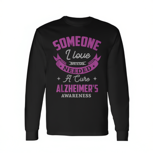T-shirt à manches longues pour la sensibilisation à la maladie d'Alzheimer : quelqu'un que j'aime a besoin d'une solution - Product Image 2